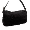 Fendi Rabbit Fur Shoulder Baguette Bag in Black - Image 4