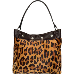 Vintage Prada Leopard Print Calfskin Shoulder Tote Bag in Brown | NITRYL