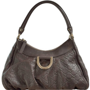 Vintage Gucci Monogram D Ring Hobo Shoulder Bag in Brown / Gold | NITRYL