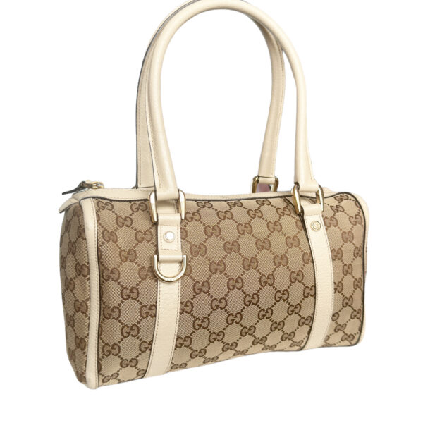 Gucci Monogram Boston Shoulder Bag in Beige / Cream / Gold - Image 2