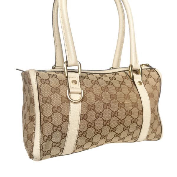 Gucci Monogram Boston Shoulder Bag in Beige / Cream / Gold - Image 4