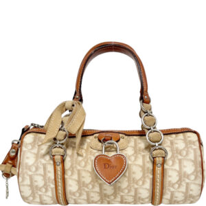 Vintage Dior Monogram Romantic Heart Mini Barrel Bag in Beige / Tan | NITRYL