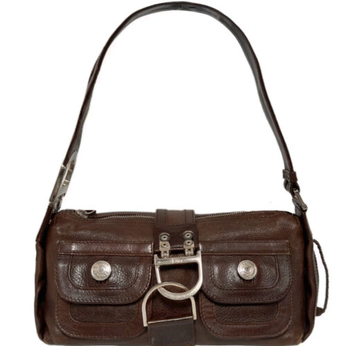 Vintage Dior Flight Leather Shoulder Bag in Brown / Silver | NITRYL