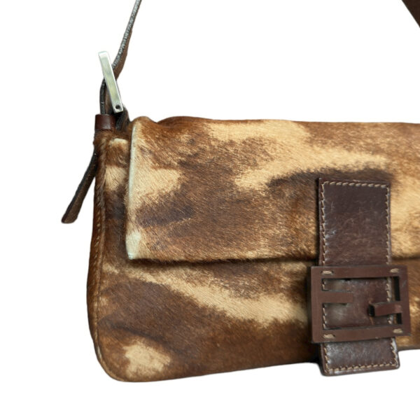 Fendi Mottled Calfskin Shoulder Baguette Bag in Brown / Tan - Image 3