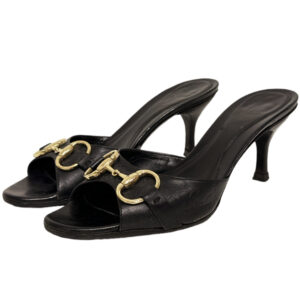 Vintage Gucci Monogram Horsebit Heels in Black / Gold UK 4 | NITRYL