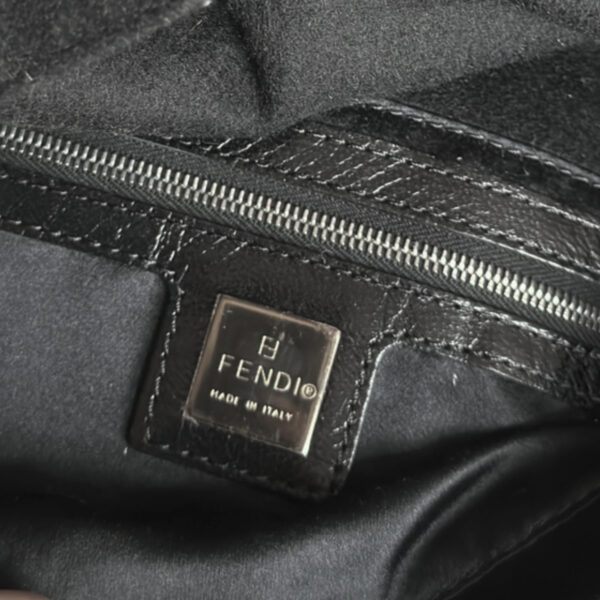 Fendi Beaded Flower Shoulder Baguette Bag in Black / Silver with Calfskin Detailing - Image 7