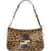 Vintage Fendi Leopard Print Calfskin Mini Mamma Shoulder Baguette Bag | NITRYL