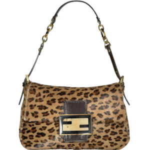 Vintage Fendi Leopard Print Calfskin Mini Mamma Shoulder Baguette Bag | NITRYL