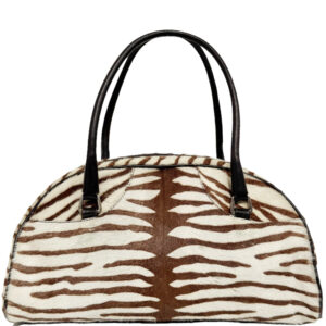 Vintage Prada Calfskin Zebra Print Bag in White / Brown | NITRYL