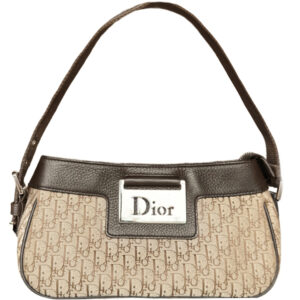 Vintage Dior Monogram Mini Columbus Shoulder Bag in Beige / Brown / Silver | NITRYL