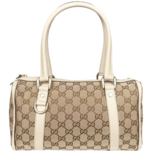 Vintage Gucci Monogram Boston Shoulder Bag in Beige / Cream / Gold | NITRYL