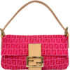Vintage Fendi Zucchino Monogram Shoulder Baguette Bag in Hot Pink / Beige / Gold | NITRYL