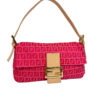 Fendi Zucchino Monogram Shoulder Baguette Bag in Hot Pink / Beige / Gold - Image 2