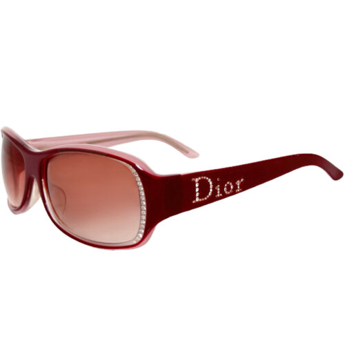 Vintage Dior Diamante Logo Chunky Sunglasses in Pink / Red | NITRYL
