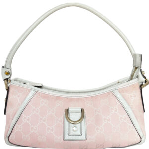 Vintage Gucci Monogram D Ring Shoulder Bag in Baby Pink / White / Gold | NITRYL