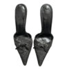 Gucci Monogram Bow Mule Heels in Black UK 3 - Image 2