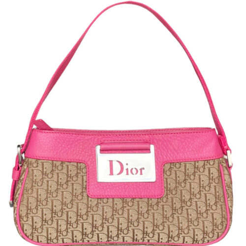 Vintage Dior Monogram Mini Columbus Shoulder Bag in Beige / Pink / Silver | NITRYL