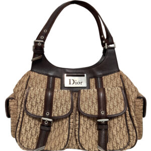 Vintage Dior Monogram Cargo Pocket Shoulder Bag in Beige / Brown / Silver | NITRYL