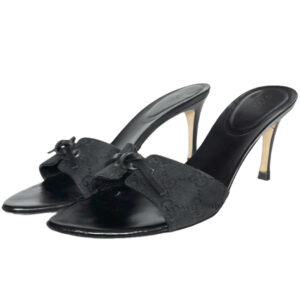 Vintage Gucci Monogram Bow Heels in Black UK 6 | NITRYL