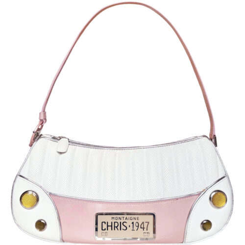 Vintage Vintage Vintage Dior Cadillac Car Logo Shoulder Bag in White / Baby Pink | NITRYL