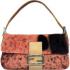 Vintage Fendi Speckled Fur Shoulder Baguette Bag in Orange / Brown / Tan | NITRYL
