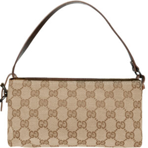 Vintage Gucci Monogram Mini Shoulder Bag in Beige / Brown | NITRYL