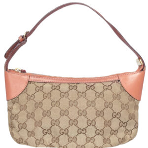 Vintage Gucci Monogram Mini Shoulder Bag in Beige / Pink | NITRYL