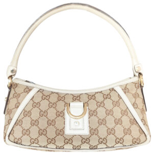 Vintage Gucci Monogram D Ring Shoulder Bag in Beige / Cream / Gold | NITRYL