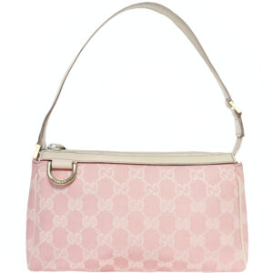 Vintage Vintage Gucci Monogram Mini Shoulder Bag in Baby Pink / White | NITRYL