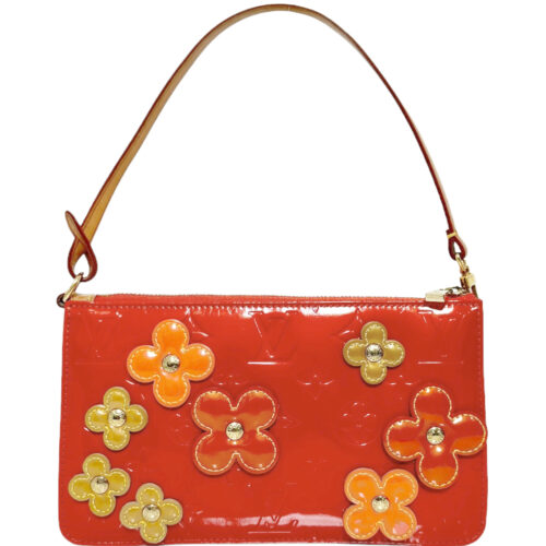 Vintage Louis Vuitton Monogram Flower Vernis Mini Shoulder Bag in Orange / Red / Gold | NITRYL