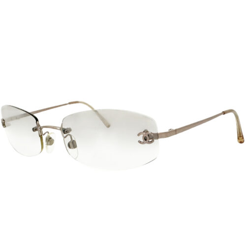 Vintage Chanel Logo Rimless Oval Ombre Sunglasses in Clear | NITRYL