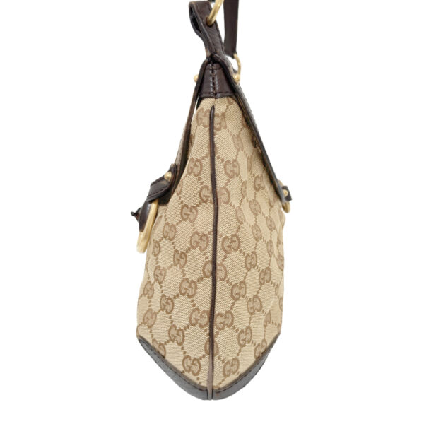 Gucci Monogram Horsebit Shoulder Bag in Beige / Brown / Gold - Image 3