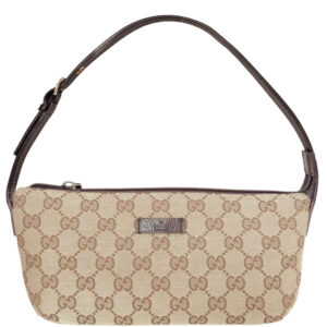 Vintage Gucci Monogram Mini Shoulder Bag in Beige / Brown | NITRYL