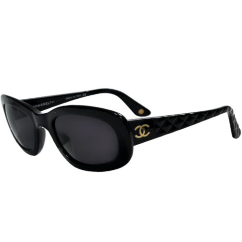 Vintage Chanel Logo Chunky Sunglasses in Black / Gold | NITRYL