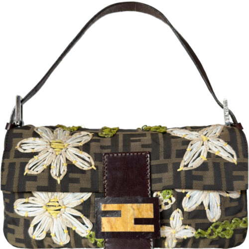 Vintage Fendi Monogram Daisy Flower Shoulder Baguette Bag | NITRYL