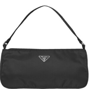 Vintage Prada Nylon Mini Shoulder Bag in Black / Silver | NITRYL