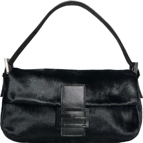 Vintage Fendi Ponyhair-Style Calfskin Shoulder Baguette Bag in Black | NITRYL