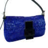 Fendi Beaded Shoulder Baguette Bag in Electric Blue / Black / Silver - Image 2
