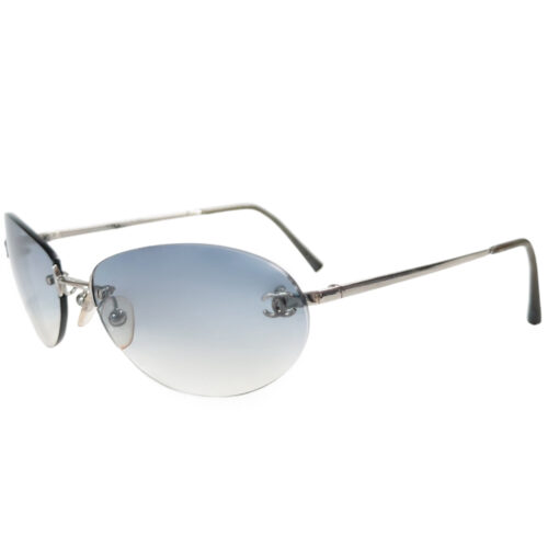 Vintage Chanel Rimless Ombre Sunglasses in Baby Blue / Silver | NITRYL
