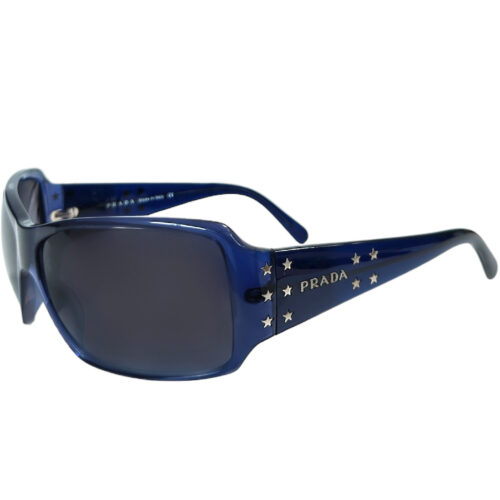 Vintage Prada Star Logo Oversized Sunglasses in Blue / Silver | NITRYL