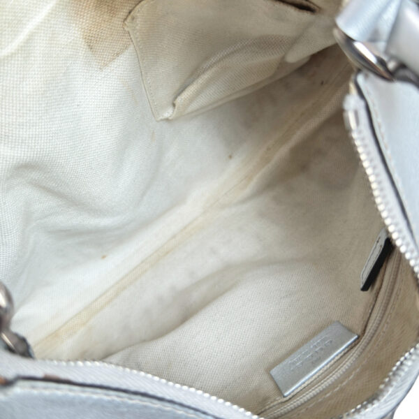 Gucci Monogram Leather D Ring Shoulder Bag in Metallic Silver - Image 6