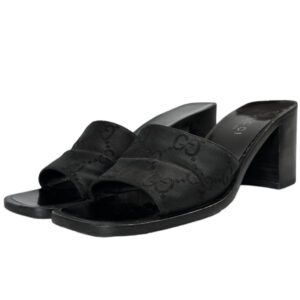 Vintage Gucci Monogram Block Heels in Black UK 3.5 | NITRYL