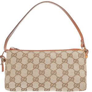 Vintage Gucci Monogram Mini Shoulder Bag in Beige / Tan | NITRYL