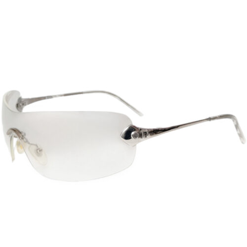 Vintage Dior Absolute Logo Rimless Wraparound Sunglasses in Clear / Silver | NITRYL