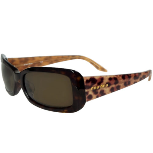 Vintage Miu Miu Logo Leopard Print Chunky Sunglasses in Brown / Gold | NITRYL