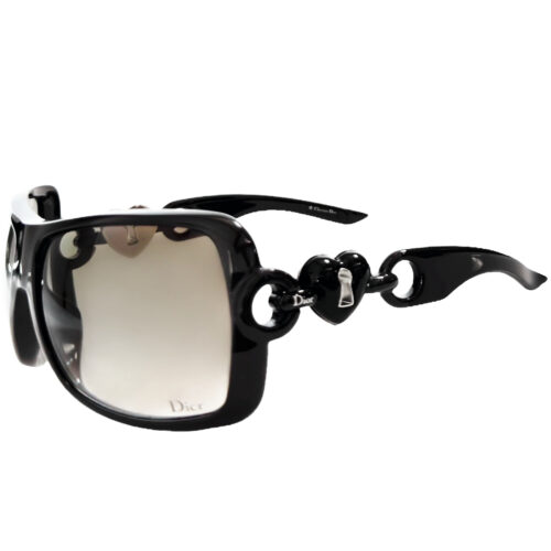 Vintage Dior Heart Lock Logo Oversized Sunglasses in Black / Silver | NITRYL