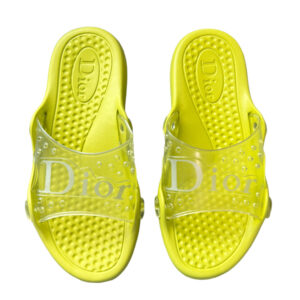 Vintage Dior Logo Rubber Pool Slides in Lime Green UK 5 | NITRYL