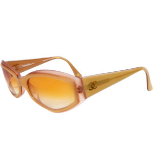 Vintage Chanel Logo Chunky Sunglasses in Yellow / Orange / Gold | NITRYL