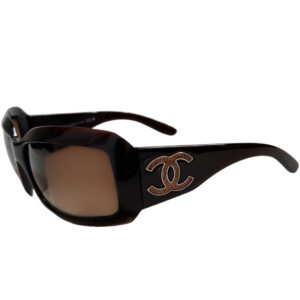 Vintage Chanel Logo Oversized Sunglasses in Brown / Silver | NITRYL