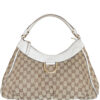 Vintage Gucci Monogram D Ring Hobo Shoulder Bag in Beige / White / Gold | NITRYL